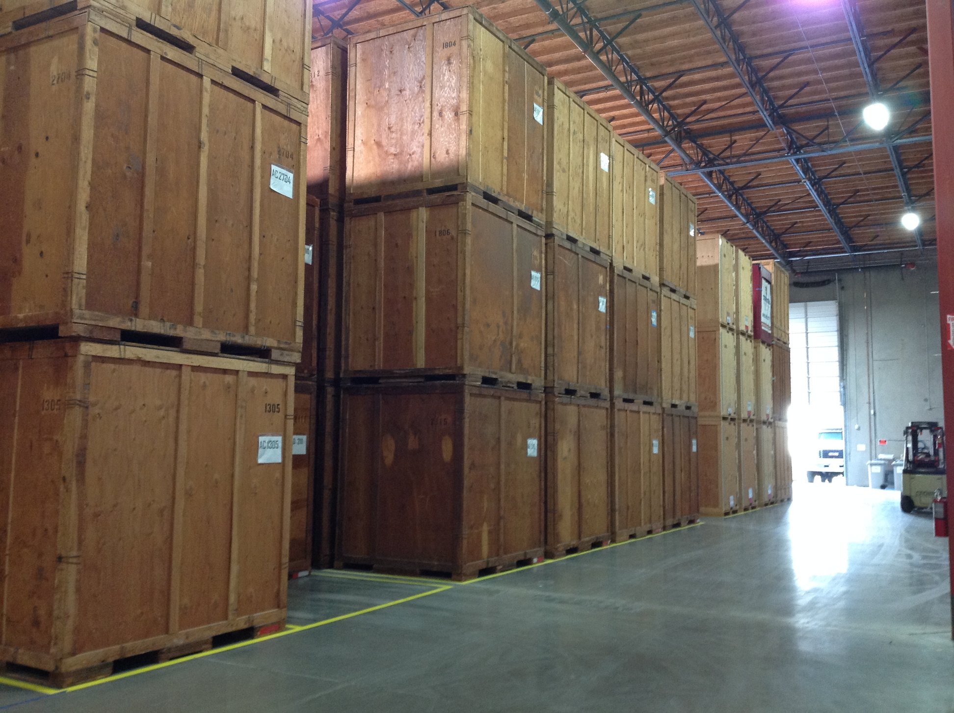 Turner Moving & Storage's warehouse with stacked crates