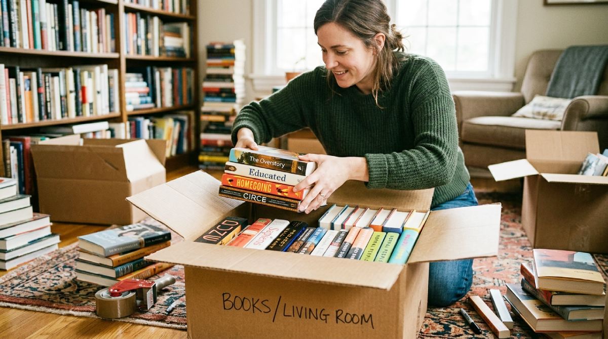 Packing books in a box