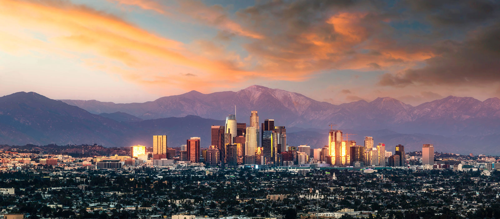 Los Angeles skyline in California